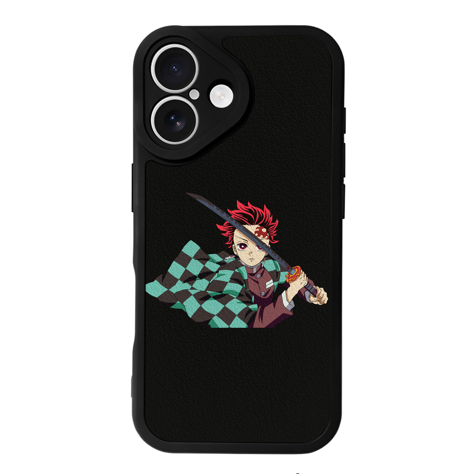 （画像用） 鬼滅の刃 竈門 炭治郎／かまど たんじろう Kamado Tanjirou 【iPhone 16シリーズ対応】シリコンスマホケース（レザー調） 材質：シリコン